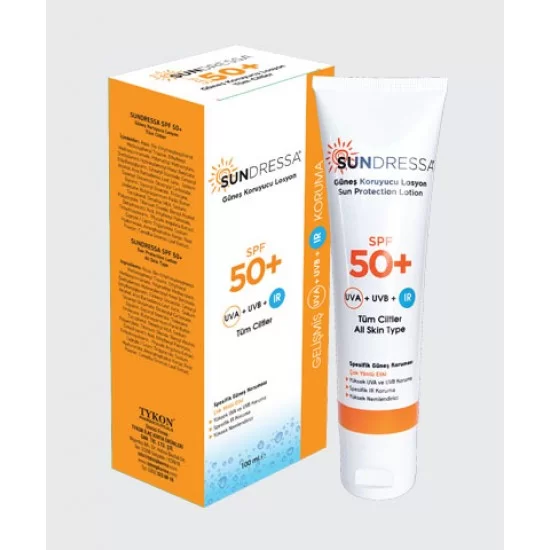 العطار التركي واقي شمس تركي Sundressa حماية فريدة من الأشعة تحت الحمراء واقي شمس عامل حماية Spf 50 جميع أنواع البشرة 100 مل