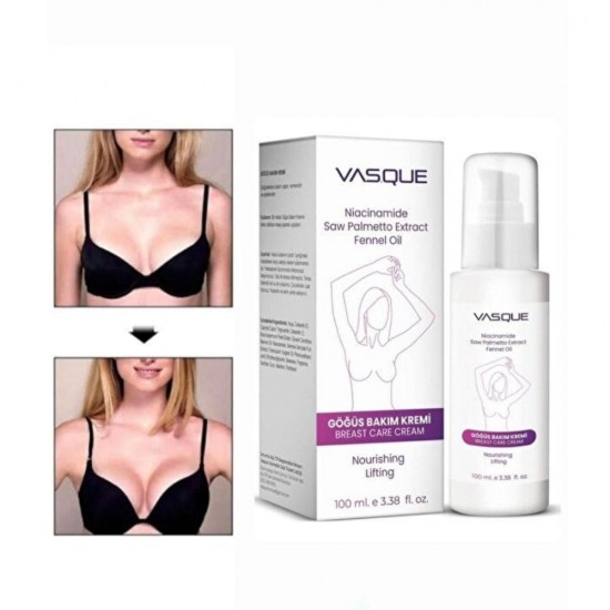 VASQUE Breast Care Cream – Niacinamide, Saw Palmetto & Fennel Oil, Breast Lifting, Firming & Natural Bust Enlargement, 100 ML