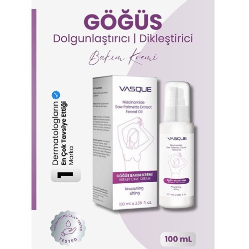 VASQUE Breast Care Cream – Niacinamide, Saw Palmetto & Fennel Oil, Breast Lifting, Firming & Natural Bust Enlargement, 100 ML