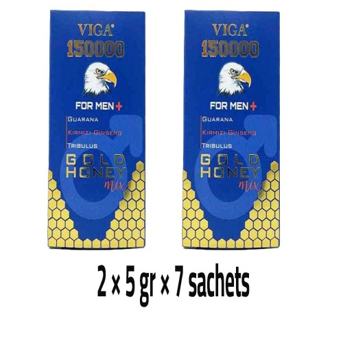 Viga 150000 Gold Honey for Men - Natural Libido Booster and Male Enhancement Supplement, 2 × 5 gr × 7 sachets Viga 150000 Gold Honey for Men - Natural Libido Booster and Male Enhancement Supplement, 2 × 5 gr × 7 sachets