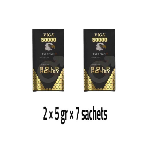 Viga 50000 Gold Honey, Unleash Your Inner Power with Natural Libido Boosting and Male Enhancement, 2 × 5 gr × 7 sachets Viga 50000 Gold Honey, Unleash Your Inner Power with Natural Libido Boosting and Male Enhancement, 2 × 5 gr × 7 sachets