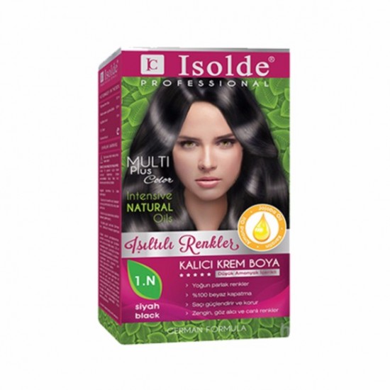 Isolde Multi Plus, Turkish Permanent Herbal Haircolor Cream,1.N Black. 135 ml