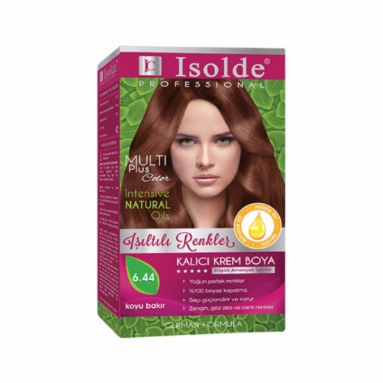 Isolde Multi Plus, Turkish Permanent Herbal Haircolor Cream,6.44, Dark Copper,135 ml