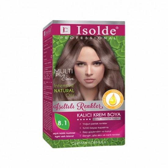 Isolde Multi Plus, Turkish Permanent Herbal Haircolor Cream,8.1, light ash blonde,135 ml