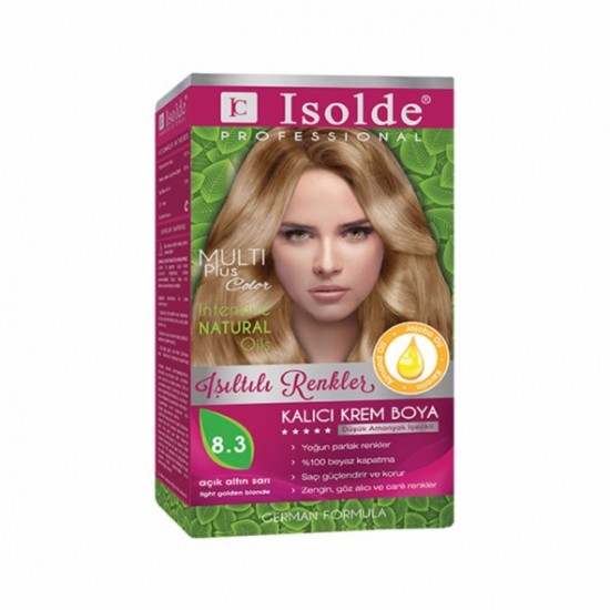 Isolde Multi Plus, Turkish Permanent Herbal Haircolor Cream,8.3 Light golden blonde, 135 ml