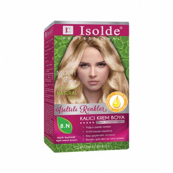 Isolde Multi Plus, Turkish Permanent Herbal Haircolor Cream,8.N Light warm brown, 135ml
