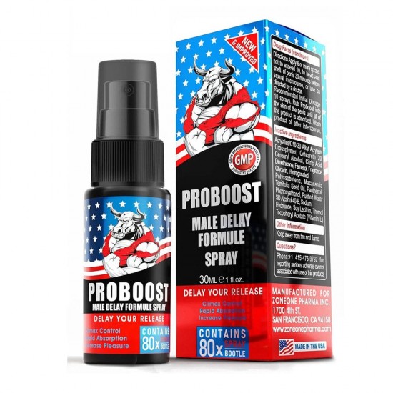 PROBOOST Male Delay Formula Spray, Quick Results, Long-lasting Effects, Rapid Absorption, GMP Certified, USA Made, 30 Ml  