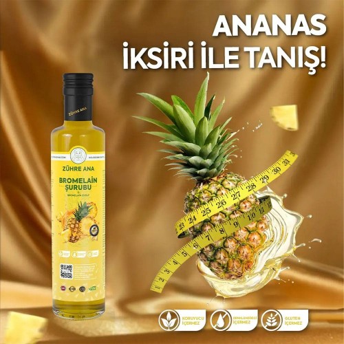ZÜHRE ANA Bromelain Syrup - Natural Pineapple Detox & Weight Management Syrup for Digestion, Fat Burning & Energy - 250ml