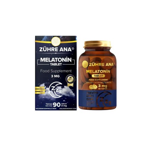 ZÜHRE ANA Melatonin 3 mg Tablets - Natural Sleep Aid for Insomnia Relief, Non-Habit Forming, 90 Tablets ZÜHRE ANA Melatonin 3 mg Tablets - Natural Sleep Aid for Insomnia Relief, Non-Habit Forming, 90 Tablets