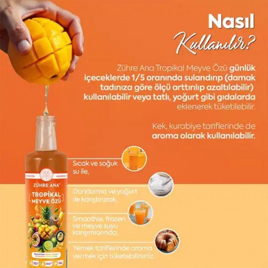ZÜHRE ANA Tropical Fruit Extract – Natural Fruit Concentrate and Tropical Fruit Flavoring for Drinks, Desserts, Smoothies and Yogurt, 640g ZÜHRE ANA Tropical Fruit Extract – Natural Fruit Concentrate and Tropical Fruit Flavoring for Drinks, Desserts, Smoothies and Yogurt, 640g