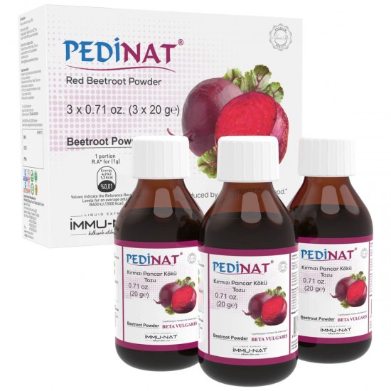 Pedinat Red Beet Root Powder 3 X 20 G – Natural Beetroot Extract Rich in Vitamins & Minerals for Energy, Circulation, Daily Immunity  