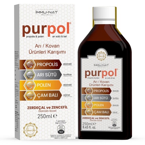 Purpol 250 ML – Honey, Propolis, Royal Jelly & Pollen Liquid, Natural Energy, Immune Boost, Cellular Defense, Fight Fatigue & Prevent Cancer