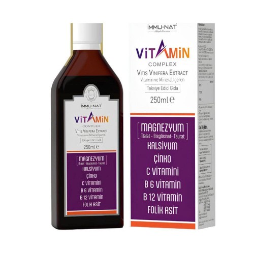 Vitamin Complex Black Grape Extract Vit. Min. 250 ML – Liquid Vitamins, Minerals, Magnesium, Calcium, Zinc & Antioxidants for Daily Health