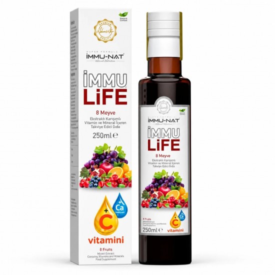 Immu Life 250 ML – Natural 8-Fruit Vitamin & Mineral Liquid Extract for Energy, Immunity, Vitality, & Protect Cells from Oxidative Stress