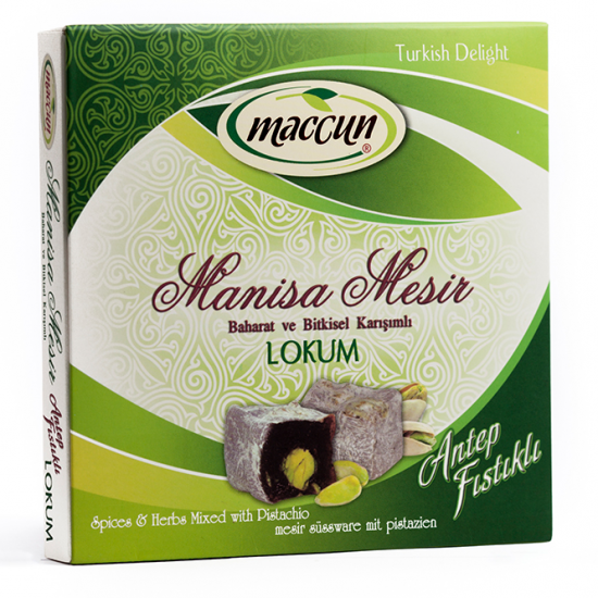 Turkish Delight, Turkish Lokum by Pistachio, Lokum Of Mesir Paste of Manisa, Manisa Mesir Macun Lokum, Paste of Sultans, Magic Turkish Paste, General Tonic For Good Health, Anti Flu, For Adults And Children, 200 Gr