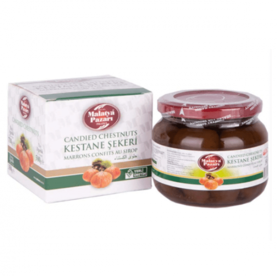 Candied Chestnuts in Syrup, Turkish Maroon Glace, Chestnut Jam, 500gr 17.63 oz.