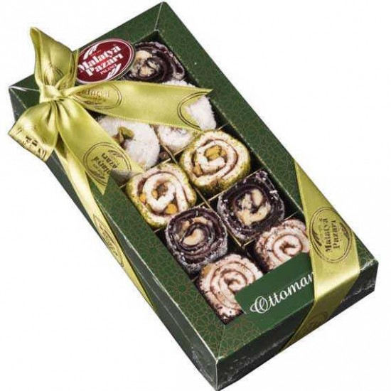 Malatya Pazar Turkish Delight, Ottoman Delight Set, Mixed Nuts Chocolate Coconut Turkish Delight, 260gr 9.17 oz.