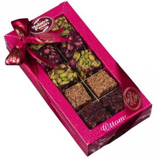 Malatya Pazar Turkish Delight, Ottoman Delight Set, Mixed Pistachio Wrapped Pomegranate-Flavored Turkish Delight, 280gr 9.88 oz.