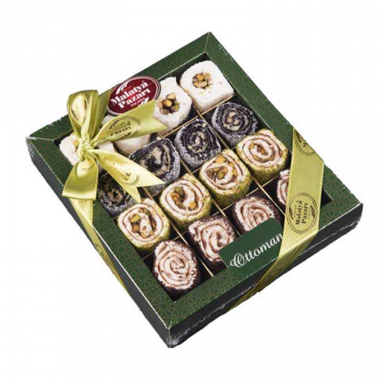 Malatya Pazar Turkish Delight, Ottoman Delight Set, Mixed Nuts Chocolate Coconut Turkish Delight, 440gr 15.52 oz.