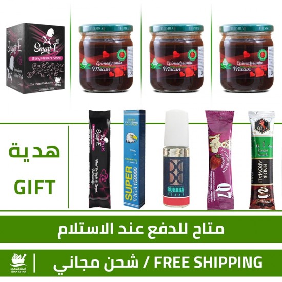 3 × Themra Epimedium Honey, 1 × Smart E Paste, Erection Enhancer, Delayed Ejaculation, 5 free gifts