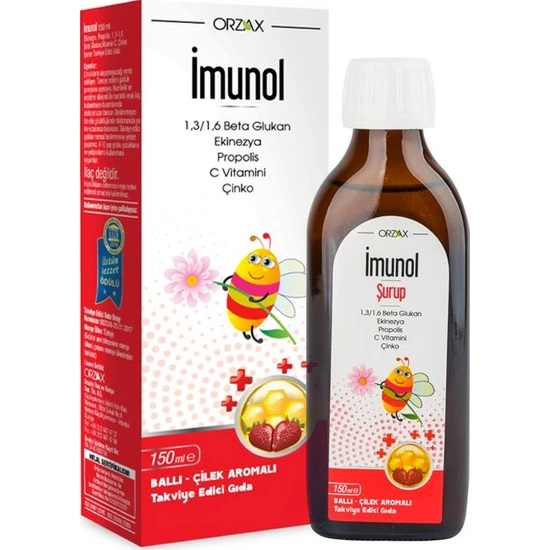 Imunol Liquid Form for Immune Support Syrup for Kids, Beta Glucan 1.3/1.6, Echinacea, Propolis, Vitamin C and Zinc,  America Food Awards, 150 ml