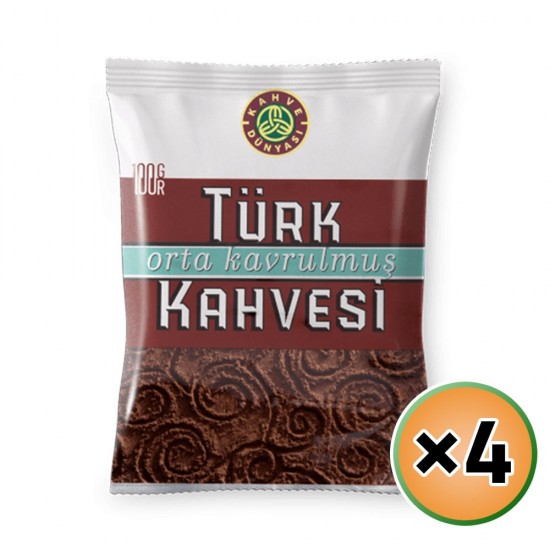 Turkish Coffee, Kahve Dunyasi Coffee, Coffee World, Medium Roast Coffee, 4 × 100, 400 gr