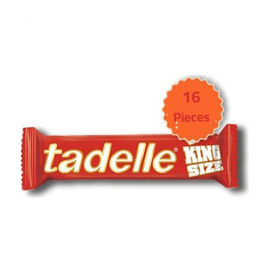 Tadelle King Size Hazelnut Filled Milk Chocolate -TURKEY CHOCOLATE For Family, Pack of 16 bars, 52 gr