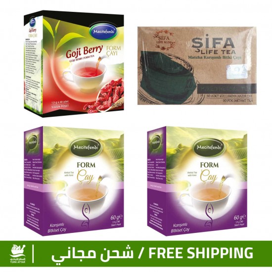 Burn Fats & Prices, Turkish Slimming Set, Shifa Matcha Tea + Goji Berry Tea + Form Tea ×2, 5-12 kilos/month