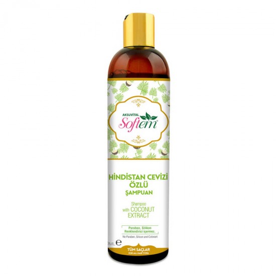 Natural Coconut Shampoo, Coconut Extract, Softem, Paraben-free, Silicone, and Colorants Free, For all hair types, 400 ml