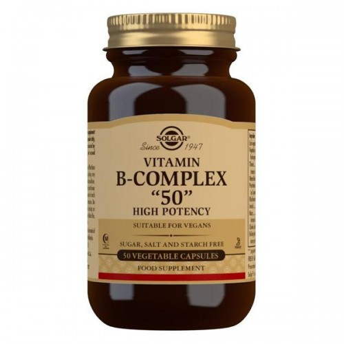 Solgar Vitamin B-Complex ''50'' High Potency 50 Vegetable Capsules Solgar Vitamin B-Complex ''50'' High Potency 50 Vegetable Capsules