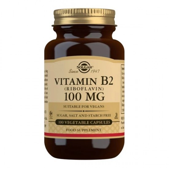Solgar Vitamin B2, سولجار فيتامين ب2, 100 ملغ, 100 كبسولة نباتية 