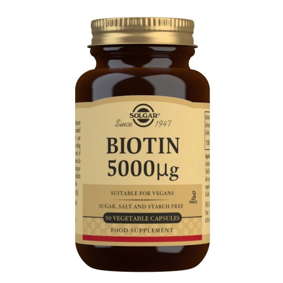 Solgar, Biotin, 5000 mcg, 50 Vegetable Capsules