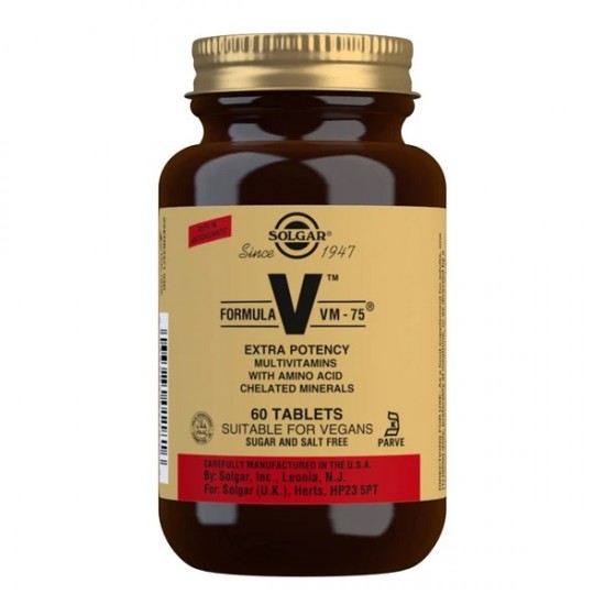 Solgar Formula V, VM-75, Multiple Vitamins with Chelated Minerals 60 Tablets 