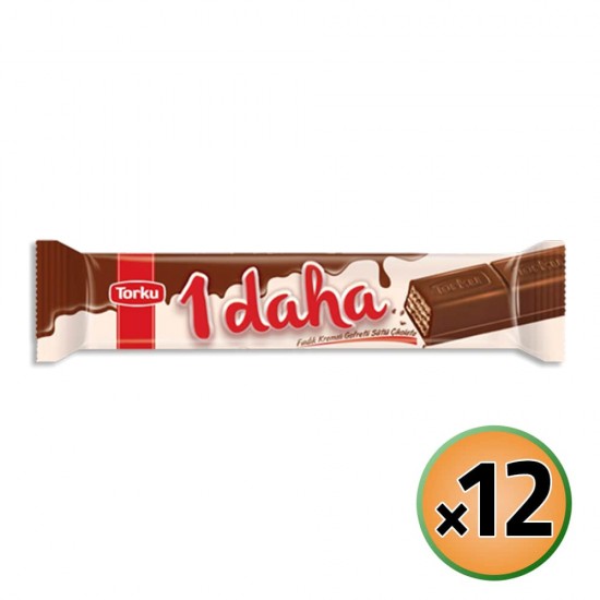 TURKEY CHOCOLATE - TORKU No: 1 Daha Milk Chocolate Filled in Wafer With Hazelnut Cream 38gr (Pack of 12) 