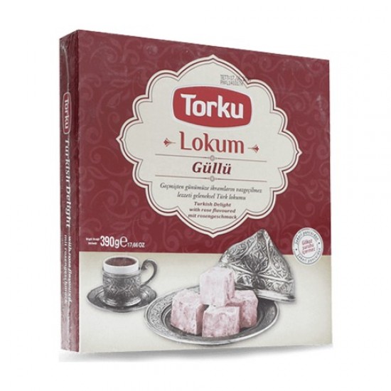 Torku Rosewater Turkish Delight, Turkish Delight with Rose Water, 390 gr 13.8 oz.