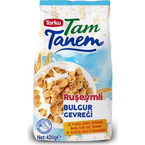 Crunchy Bulgur Flakes with Wheat Germ & Barley Malt Extract, Delicious Healthy Breakfast, Free of Trans Fat, Colorants, Food Additives, Glucose Syrup, Flavorings, 420 g Crunchy Bulgur Flakes with Wheat Germ & Barley Malt Extract, Delicious Healthy Breakfast, Free of Trans Fat, Colorants, Food Additives, Glucose Syrup, Flavorings, 420 g