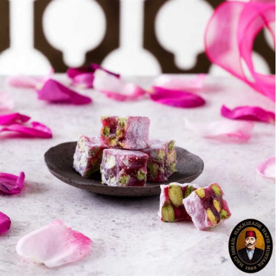 Hafez Mustafa Turkish Delight, Rose Petals Double Roasted Pistachio Delight 300 g 10.58 oz