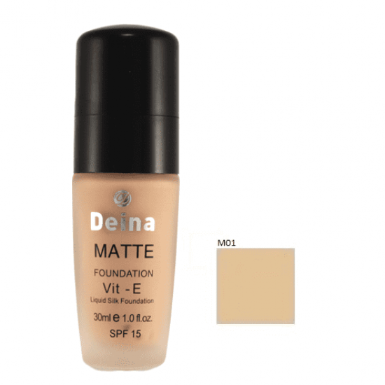 Deina Liquid Silk Foundation Perfect Coverage Anti Allergic SPF 15, M01, 30 ml 1.0 fl. oz