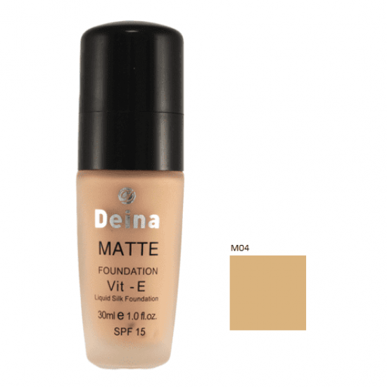 Deina Matte Liquid Foundation Full Coverage Anti Allergic SPF 15 with Vitamin E, M04, 30 ml 1.0 fl. oz