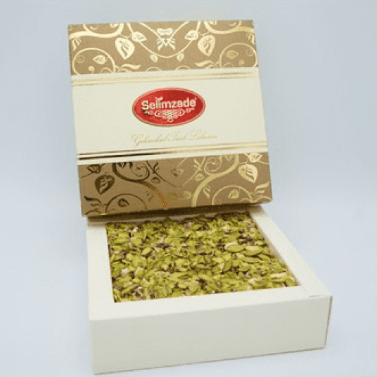 Selimzade Turkish Delight, Pistachio Wrapped Pomegranate-Flavored White Turkish Delight , 400 gr 14,11 oz.