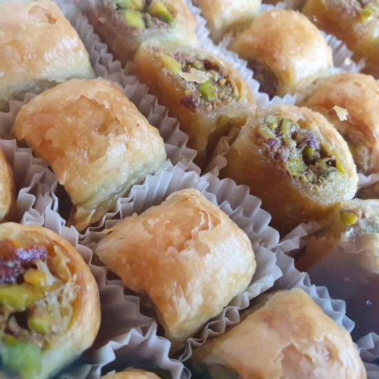 Turkish sweets, Turkish Super Baklava Fingers, Long-Lasting Dry Baklava Fingers with Pistachio 750 gr