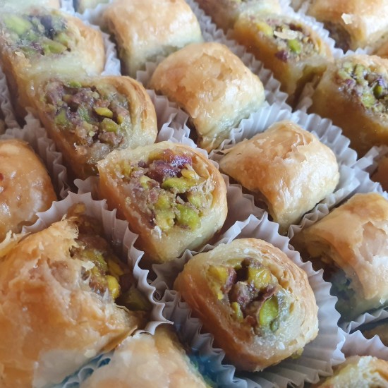 Turkish sweets, Turkish Super Baklava Fingers, Long-Lasting Dry Baklava Fingers with Pistachio 750 gr