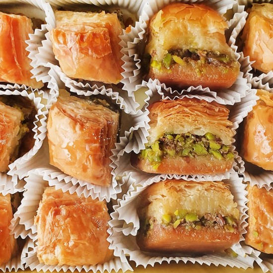 Turkish sweets, Turkish Baklava, Long-Lasting Dry Baklava with Pistachio 425 gr