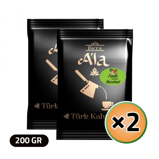 Beta A'la Turkish Coffee with Hazelnut, Traditional Turkish Coffee, 2 × 100, 200 gr