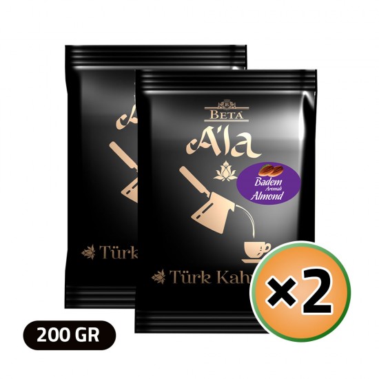 Beta A'la Turkish Coffee with Almond, Traditional Turkish Coffee, 2 × 100, 200 gr