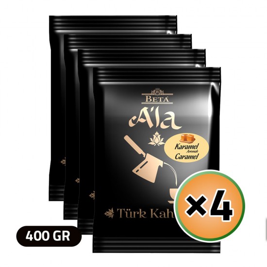 Beta A'la Turkish Coffee with Caramel, Traditional Turkish Coffee, 4 × 100, 400 gr