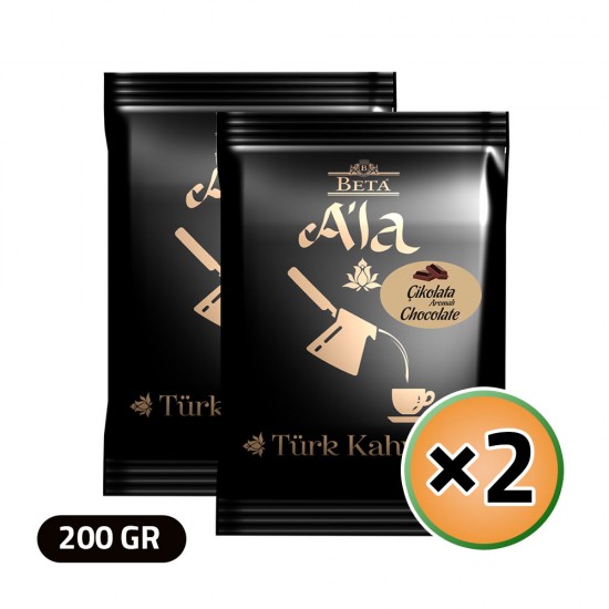 Beta A'la Turkish Coffee with Chocolate, Traditional Turkish Coffee, 2 × 100, 200 gr
