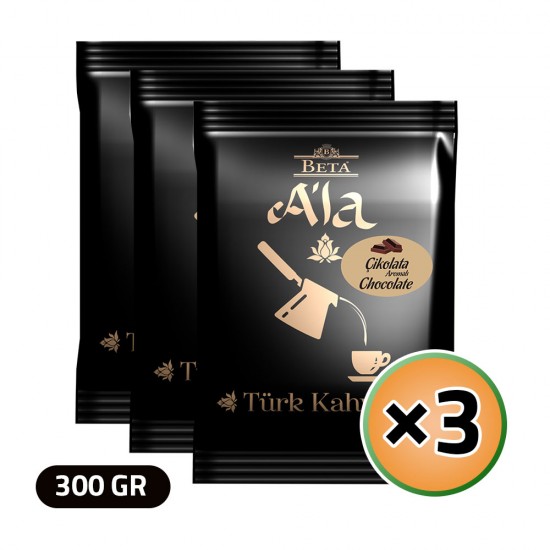 Beta A'la Turkish Coffee with Chocolate, Traditional Turkish Coffee, 3 × 100, 300 gr