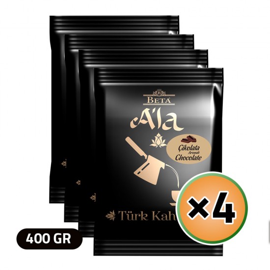 Beta A'la Turkish Coffee with Chocolate, Traditional Turkish Coffee, 4 × 100, 400 gr