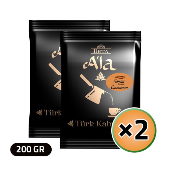 Beta A'la Turkish Coffee with Cinnamon, Traditional Turkish Coffee, 2 × 100, 200 gr